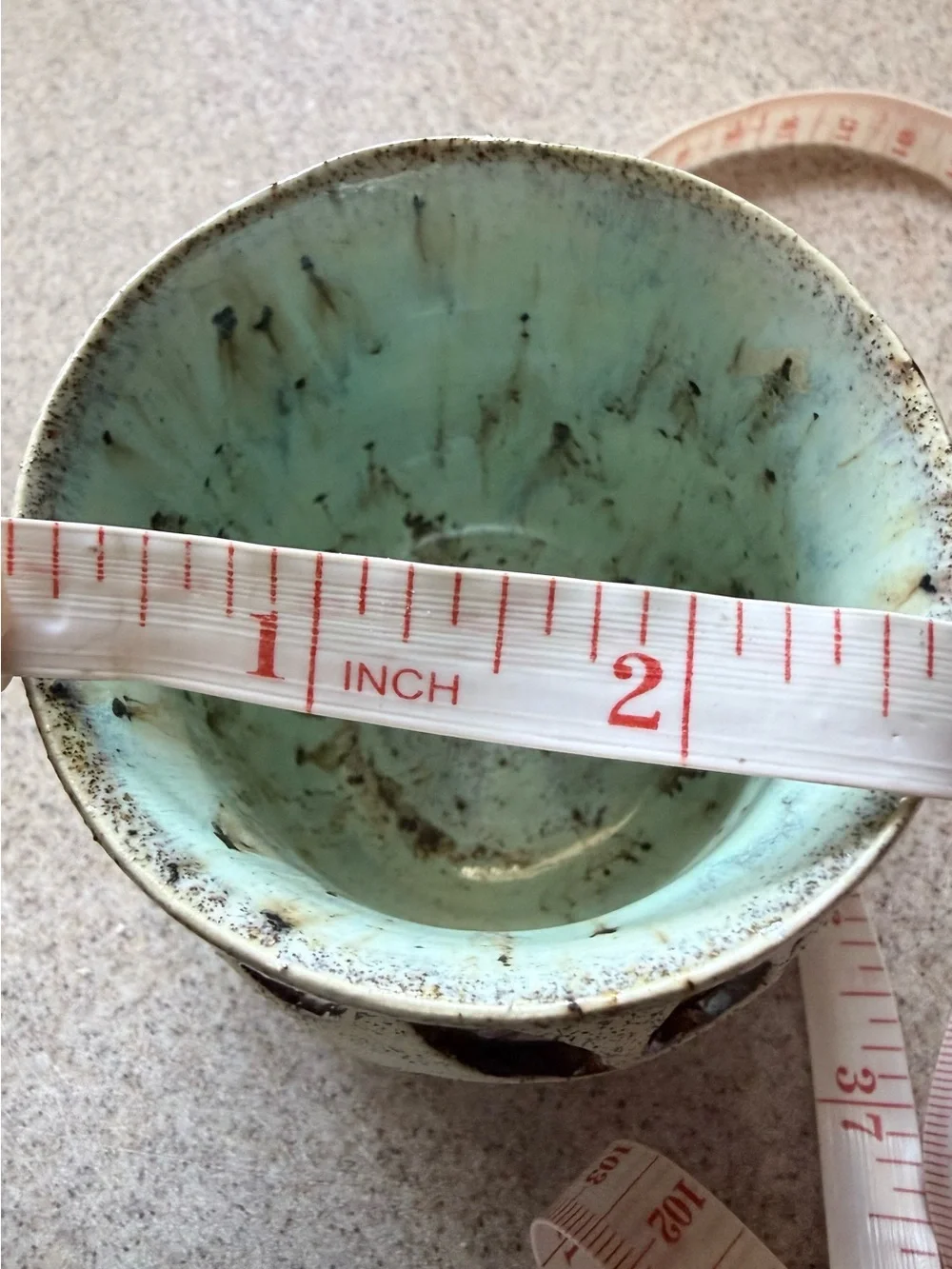 Glazed Ceramic Cup in Aqua and Speckled Cream